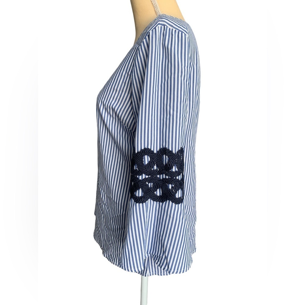 Como Vintage Striped Navy and White Long Sleeve Women's Top - Picture 3 of 7